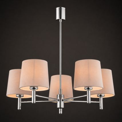 Brilagi - Lustr na tyči MONTE 5xE27/60W/230V béžová/lesklý chrom