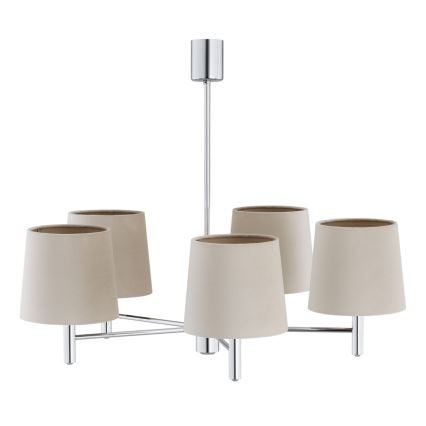 Brilagi - Lustr na tyči MONTE 5xE27/60W/230V béžová/lesklý chrom