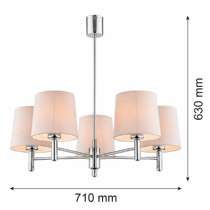 Brilagi - Lustr na tyči MONTE 5xE27/60W/230V béžová/lesklý chrom