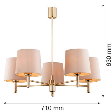 BRILAGI - Lustr na tyči MONTE 5xE27/60W/230V béžová/zlatá