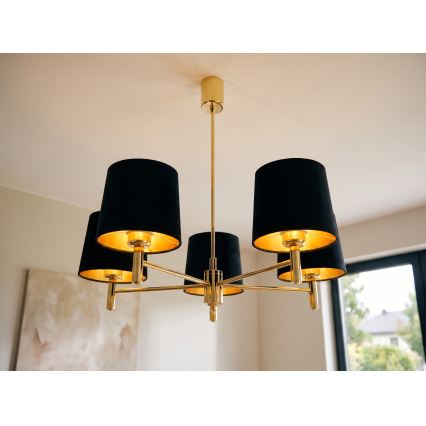 Brilagi - Lustr na tyči MONTE 5xE27/60W/230V černá/zlatá