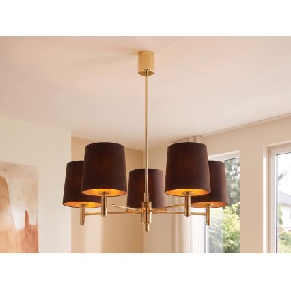 Brilagi - Lustr na tyči MONTE 5xE27/60W/230V hnědá/zlatá