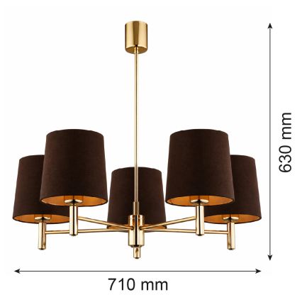 Brilagi - Lustr na tyči MONTE 5xE27/60W/230V hnědá/zlatá