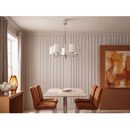 Brilagi - Lustr na tyči MONTE 5xE27/60W/230V krémová/lesklý chrom