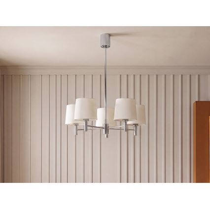 Brilagi - Lustr na tyči MONTE 5xE27/60W/230V krémová/lesklý chrom