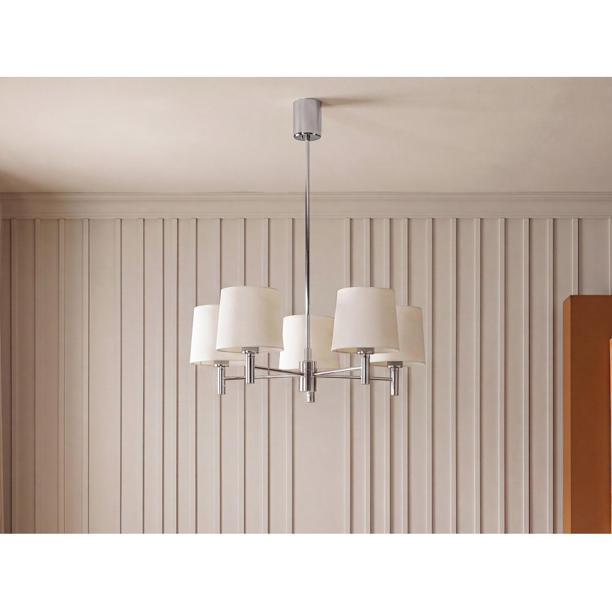 Brilagi - Lustr na tyči MONTE 5xE27/60W/230V krémová/lesklý chrom