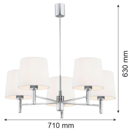 Brilagi - Lustr na tyči MONTE 5xE27/60W/230V krémová/lesklý chrom
