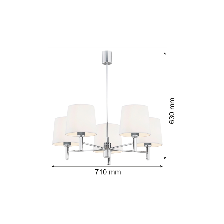 Brilagi - Lustr na tyči MONTE 5xE27/60W/230V krémová/lesklý chrom