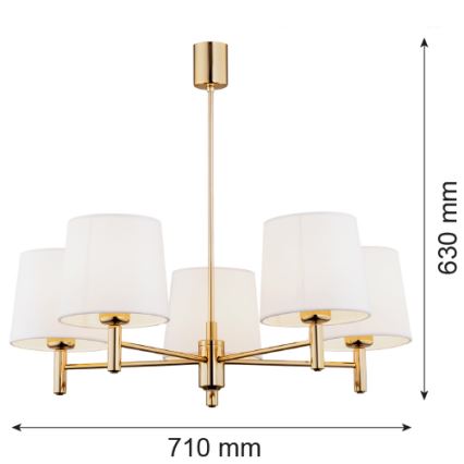 Brilagi - Lustr na tyči MONTE 5xE27/60W/230V krémová/zlatá