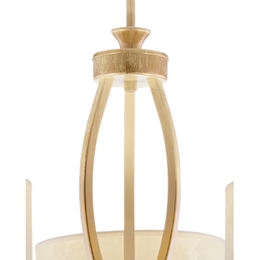 Brilagi - Lustr na tyči SAPHIRE 3xE27/15W/230V pr. 66 cm krémová/zlatá/patina