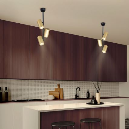 Brilagi - Lustr na tyči SELE VERTICAL 3xGU10/30W/230V černá/zlatá