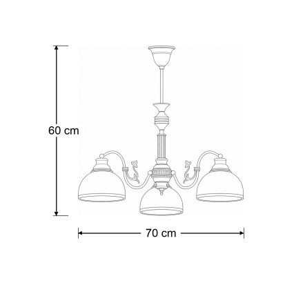 Brilagi - Lustr na tyči TAURUS 3xE27/15W/230V pr. 70 cm bronz