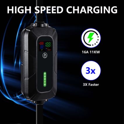 Brilagi - Cestovní nabíjecí stanice EV pro elektromobily FAST AC Type 2 16A/380V 11kW + zástrčka 230V, 3,7kW 5m + pouzdro