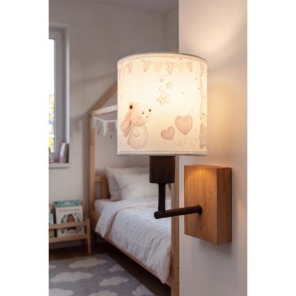 Brilagi - Dětská nástěnná lampa BOBO WOOD 1xE27/25W/230V dub/černá/krémová/králíčci