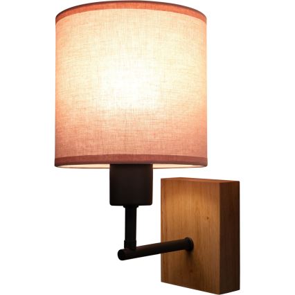 Brilagi - Dětská nástěnná lampa BOBO WOOD 1xE27/25W/230V dub/černá/růžová