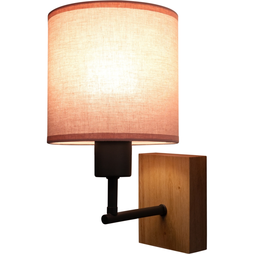 Brilagi - Dětská nástěnná lampa BOBO WOOD 1xE27/25W/230V dub/černá/růžová