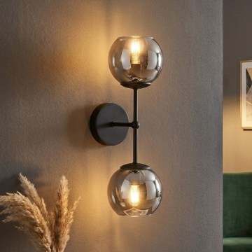 Brilagi - Nástěnná lampa DIOR 2xE27/60W/230V černá/kouřová šedá