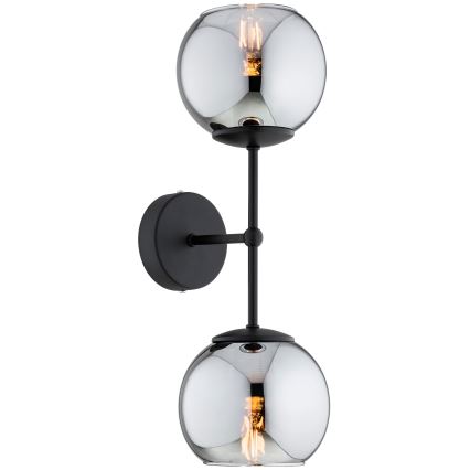 Brilagi - Nástěnná lampa DIOR 2xE27/60W/230V černá/kouřová šedá