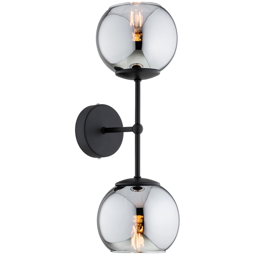 Brilagi - Nástěnná lampa DIOR 2xE27/60W/230V černá/kouřová šedá