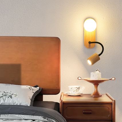 Brilagi - Nástěnná lampa MODERN WOOD 1xG9/5W/230V + 1xGU10/8W dřevo