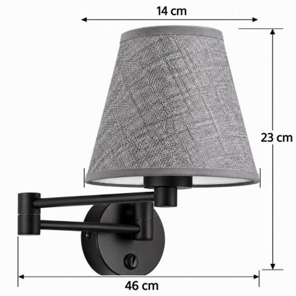 BRILAGI - Nástěnná lampa NUBILA 1xE27/15W/230V šedá/černá