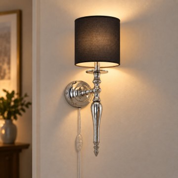 BRILAGI - Nástěnná lampa NUBILA 1xE27/60W/230V lesklý chrom/černá