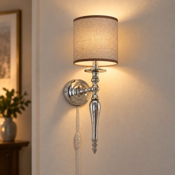 BRILAGI - Nástěnná lampa NUBILA 1xE27/60W/230V lesklý chrom/hnědá