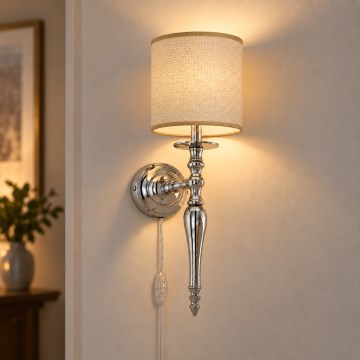 BRILAGI - Nástěnná lampa NUBILA 1xE27/60W/230V lesklý chrom/světle hnědá