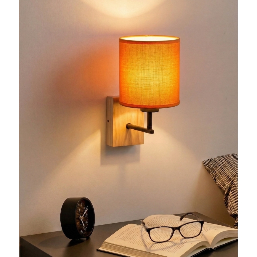 Brilagi - Nástěnná lampa NUBILA WOOD 1xE27/25W/230V dub/černá/oranžová