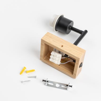 Brilagi - Nástěnná lampa NUBILA WOOD 1xE27/25W/230V dub/černá/světle šedá