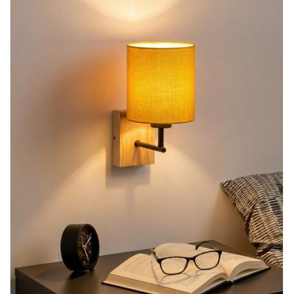 Brilagi - Nástěnná lampa NUBILA WOOD 1xE27/25W/230V dub/černá/žlutá