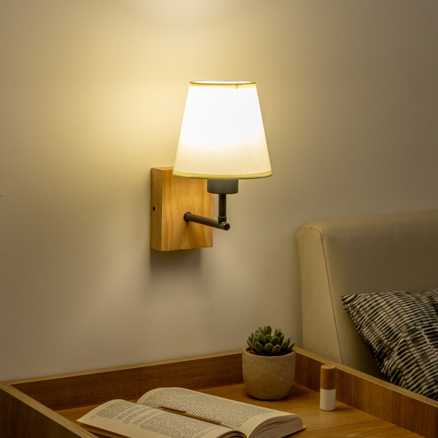 Brilagi - Nástěnná lampa NUBILA WOOD 1xE27/25W/230V dub/krémová