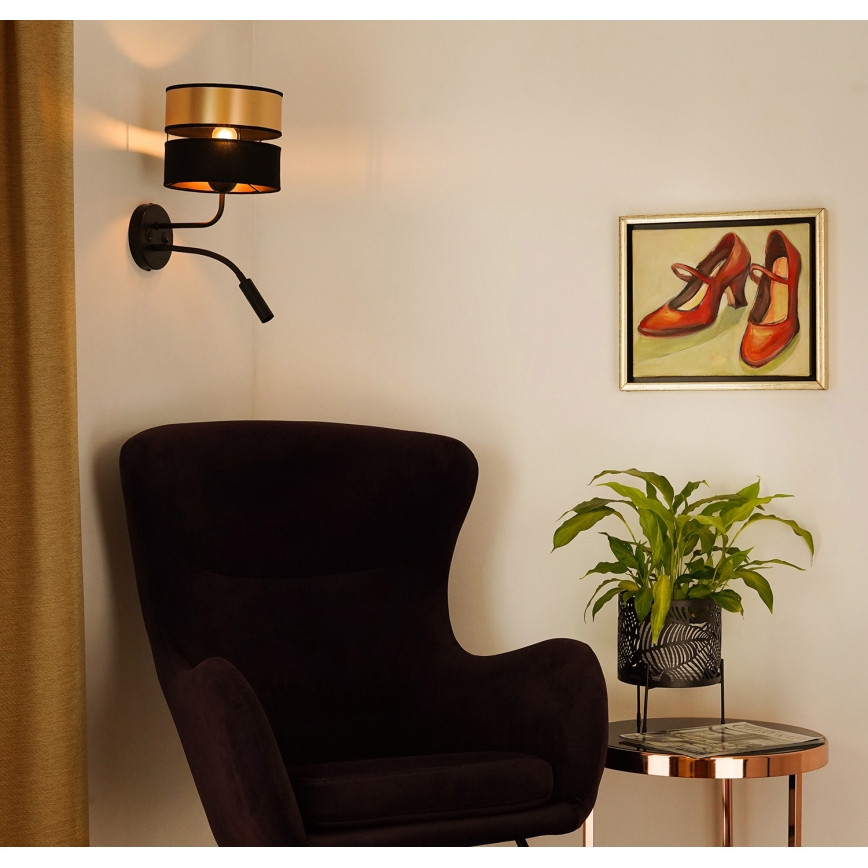 Brilagi - Nástěnná lampa ROYAL 1xE27/15W/230V + 1xG9/3W černá/zlatá