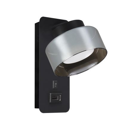 Brilagi - Nástěnná lampa s USB portem AURA LUX 1xGX53/30W/230V černá/kouřová