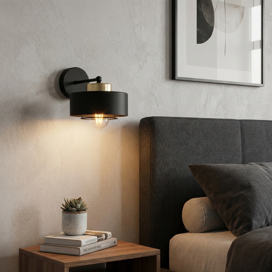 Brilagi - Nástěnná lampa SPRING 1xE27/60W/230V černá/zlatá