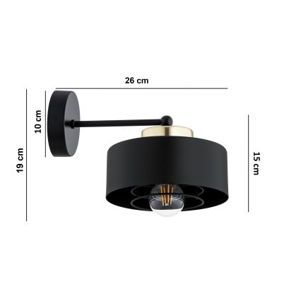 Brilagi - Nástěnná lampa SPRING 1xE27/60W/230V černá/zlatá