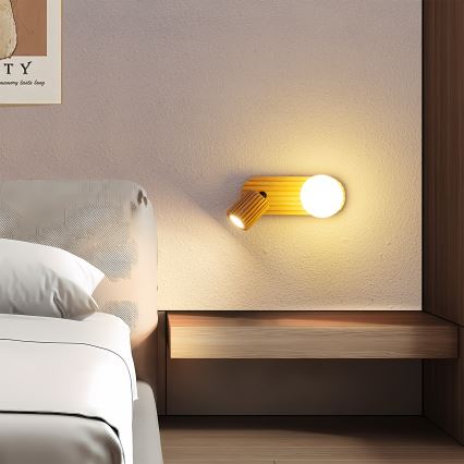 Brilagi - Nástěnné bodové svítidlo MODERN WOOD 1xG9/5W/230V + 1xGU10/8W dřevo