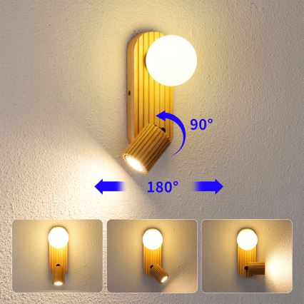 Brilagi - Nástěnné bodové svítidlo MODERN WOOD 1xG9/5W/230V + 1xGU10/8W kaučukovník
