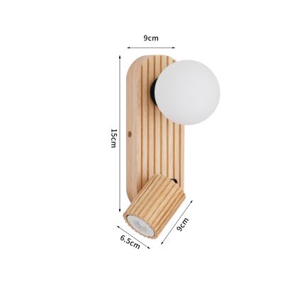 Brilagi - Nástěnné bodové svítidlo MODERN WOOD 1xG9/5W/230V + 1xGU10/8W kaučukovník