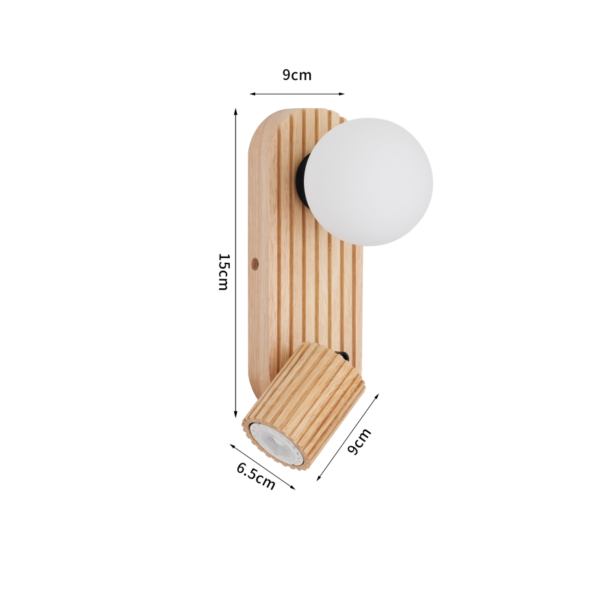 Brilagi - Nástěnné bodové svítidlo MODERN WOOD 1xG9/5W/230V + 1xGU10/8W kaučukovník