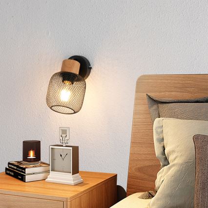 Brilagi - Nástěnné bodové svítidlo BASKLITE 1xE27/15W/230V dřevo/černá