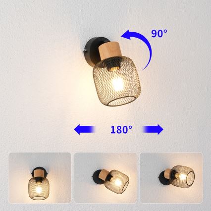 Brilagi - Nástěnné bodové svítidlo BASKLITE 1xE27/15W/230V kaučukovník/černá