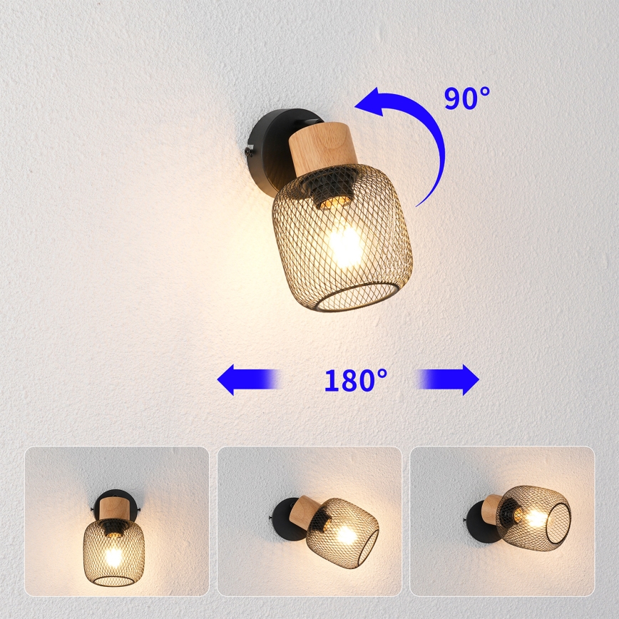 Brilagi - Nástěnné bodové svítidlo BASKLITE 1xE27/15W/230V kaučukovník/černá