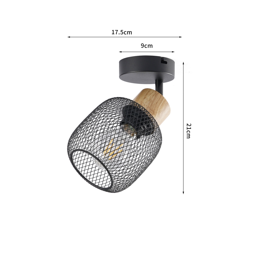 Brilagi - Nástěnné bodové svítidlo BASKLITE 1xE27/15W/230V kaučukovník/černá