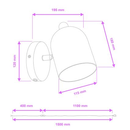 Brilagi - Nástěnné bodové svítidlo GALLION 1xE27/15W/230V bílá