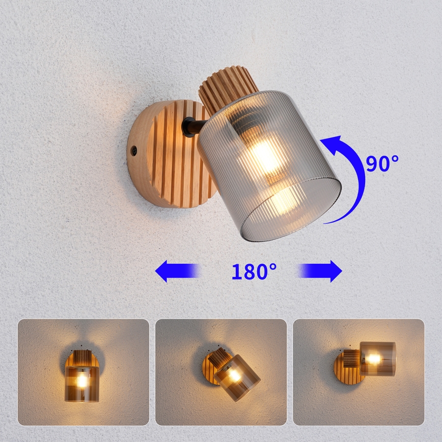 Brilagi - Nástěnné bodové svítidlo HYGGE 1xE14/15W/230V kaučukovník/kouřová