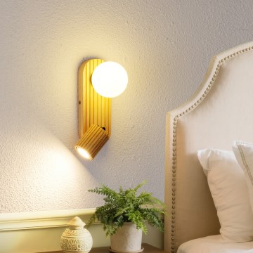 Brilagi - Nástěnné bodové svítidlo MODERN WOOD 1xG9/5W/230V + 1xGU10/8W kaučukovník