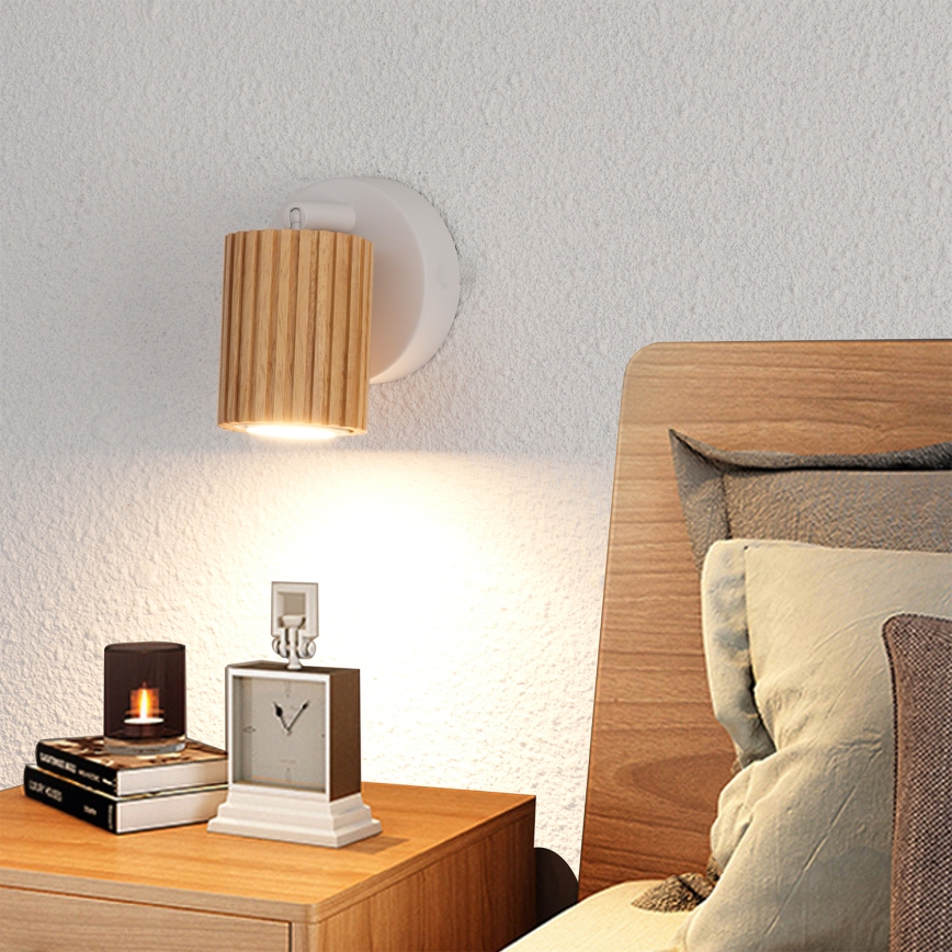 Brilagi - Nástěnné bodové svítidlo MODERN WOOD 1xGU10/8W/230V dřevo/bílá