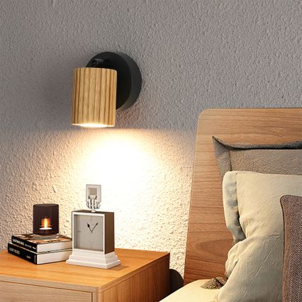 Brilagi - Nástěnné bodové svítidlo MODERN WOOD 1xGU10/8W/230V dřevo/černá