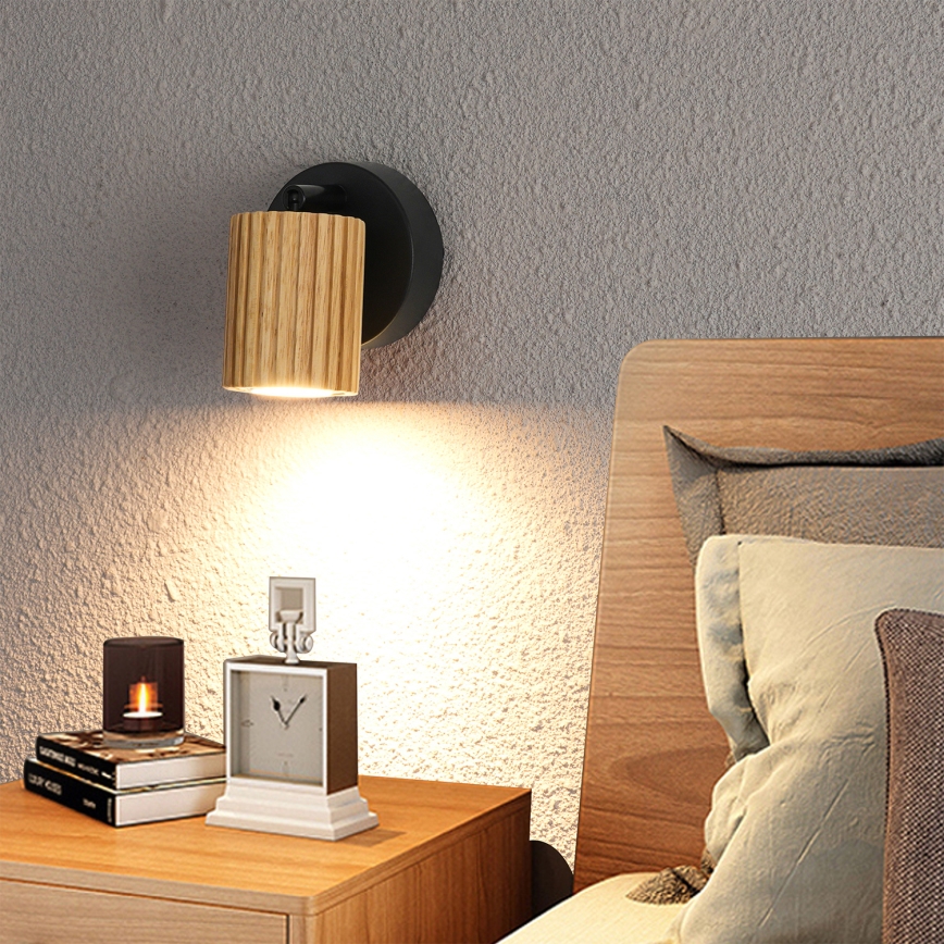 Brilagi - Nástěnné bodové svítidlo MODERN WOOD 1xGU10/8W/230V dřevo/černá